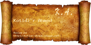 Kotlár Ahmed névjegykártya